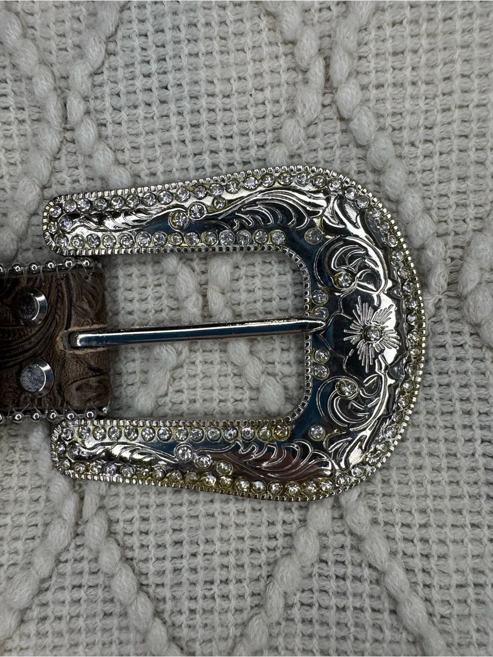 Blazin Roxx N3516602 Western Belt L Brown Rhinestone Concho Cowgirl